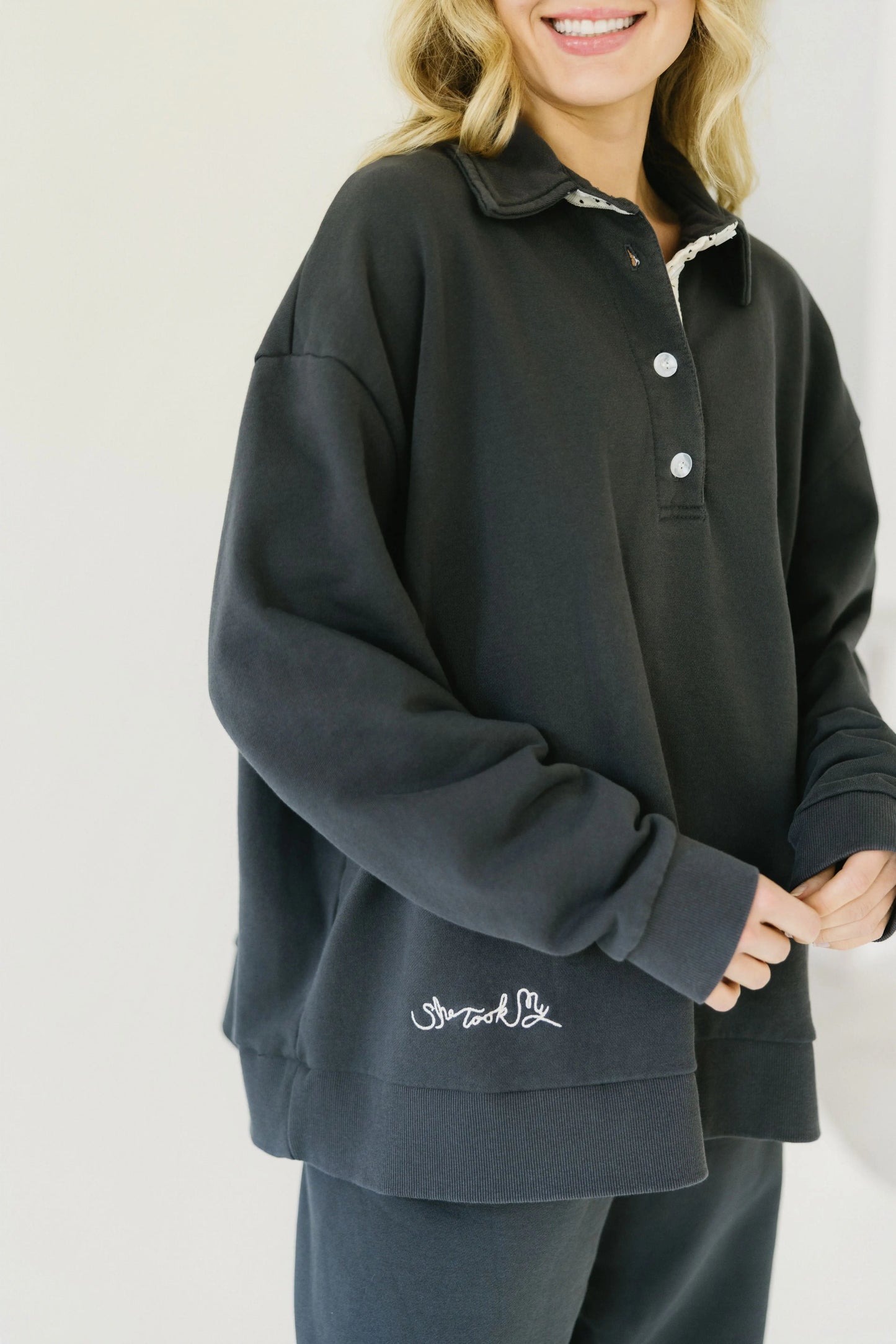 Oversized Polo Sweatshirt SHE TOOK MY