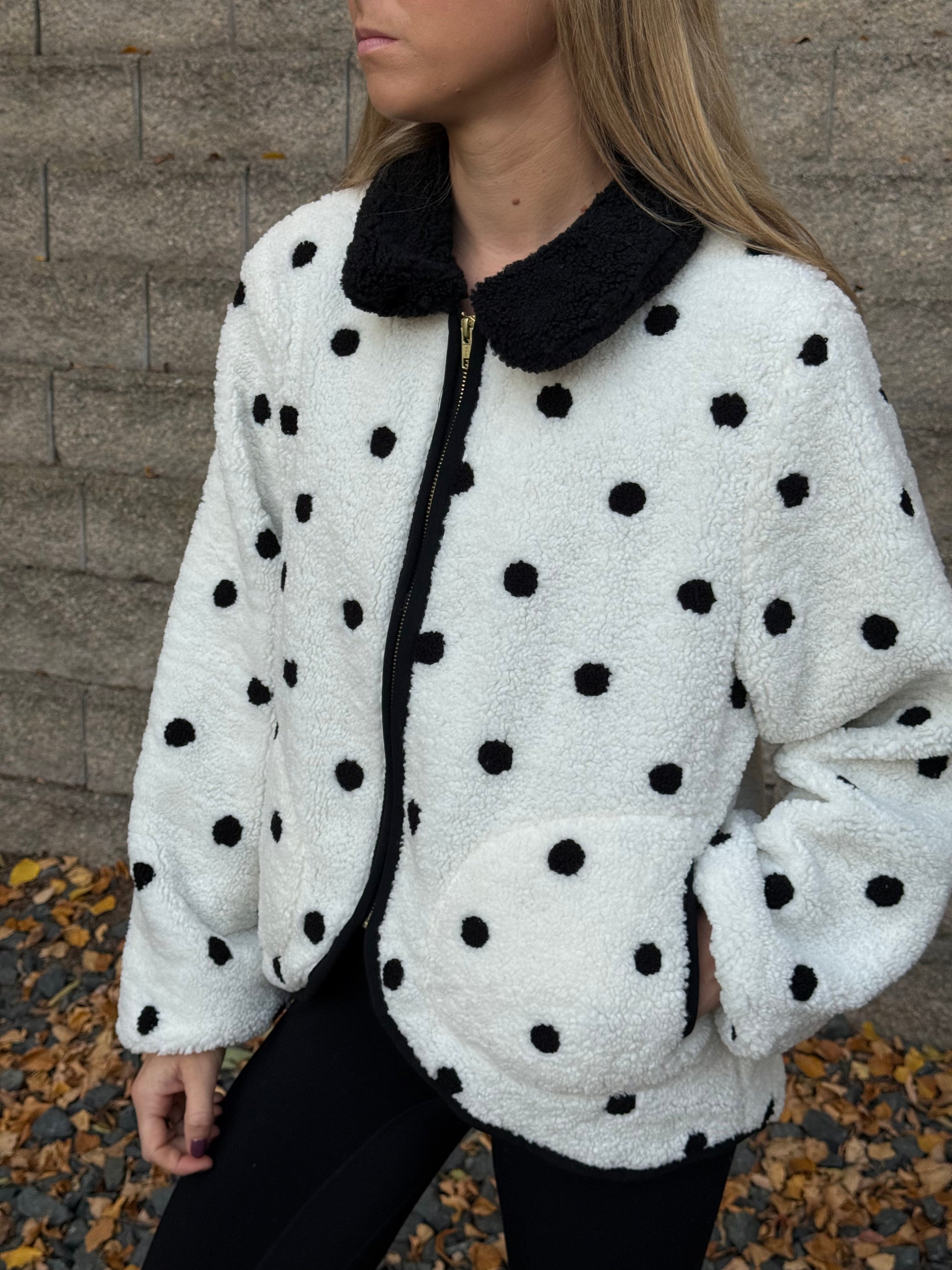 Polka Dot Sherpa Jacket SHE TOOK MY