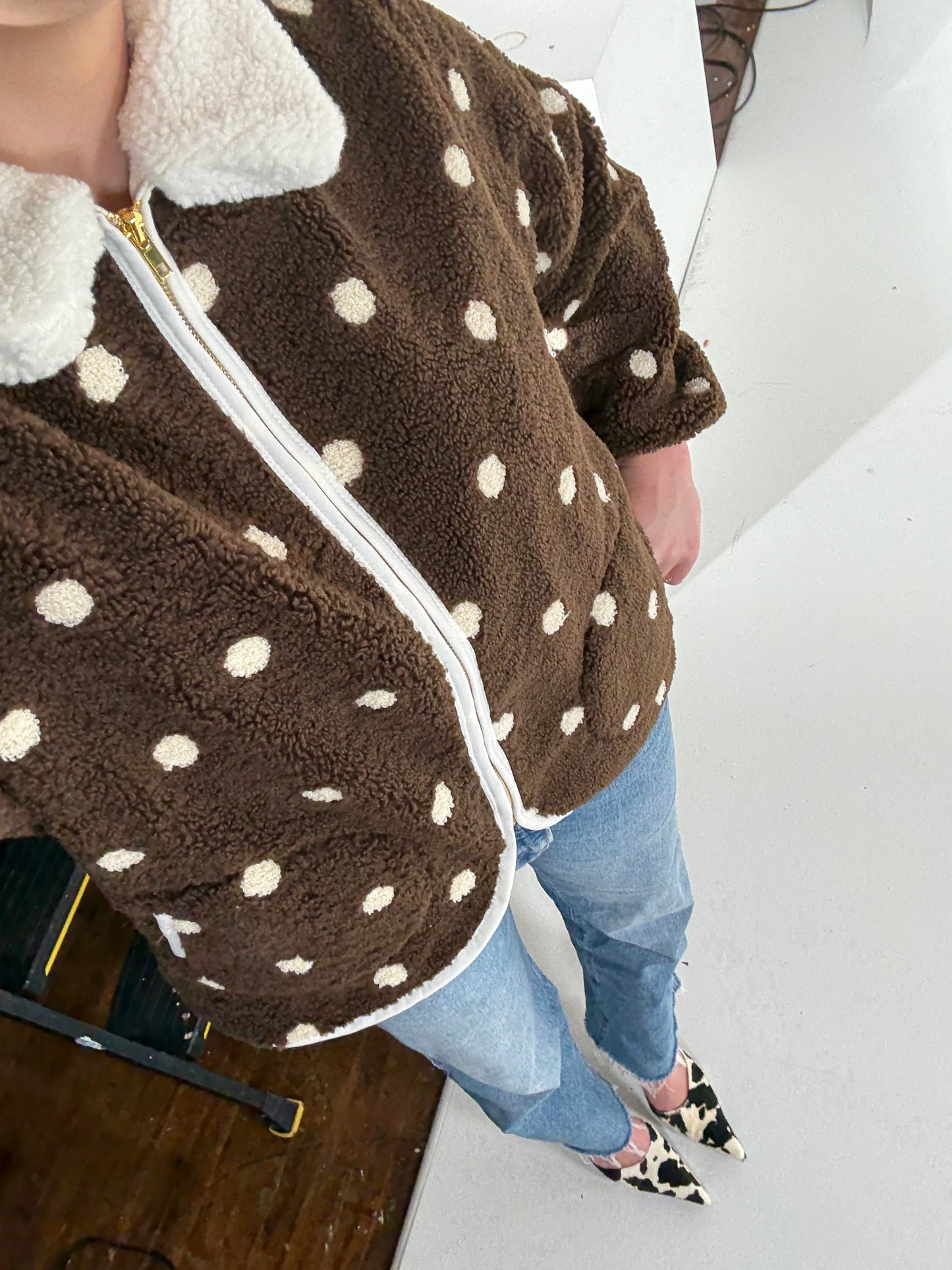 Polka Dot Sherpa Jacket SHE TOOK MY