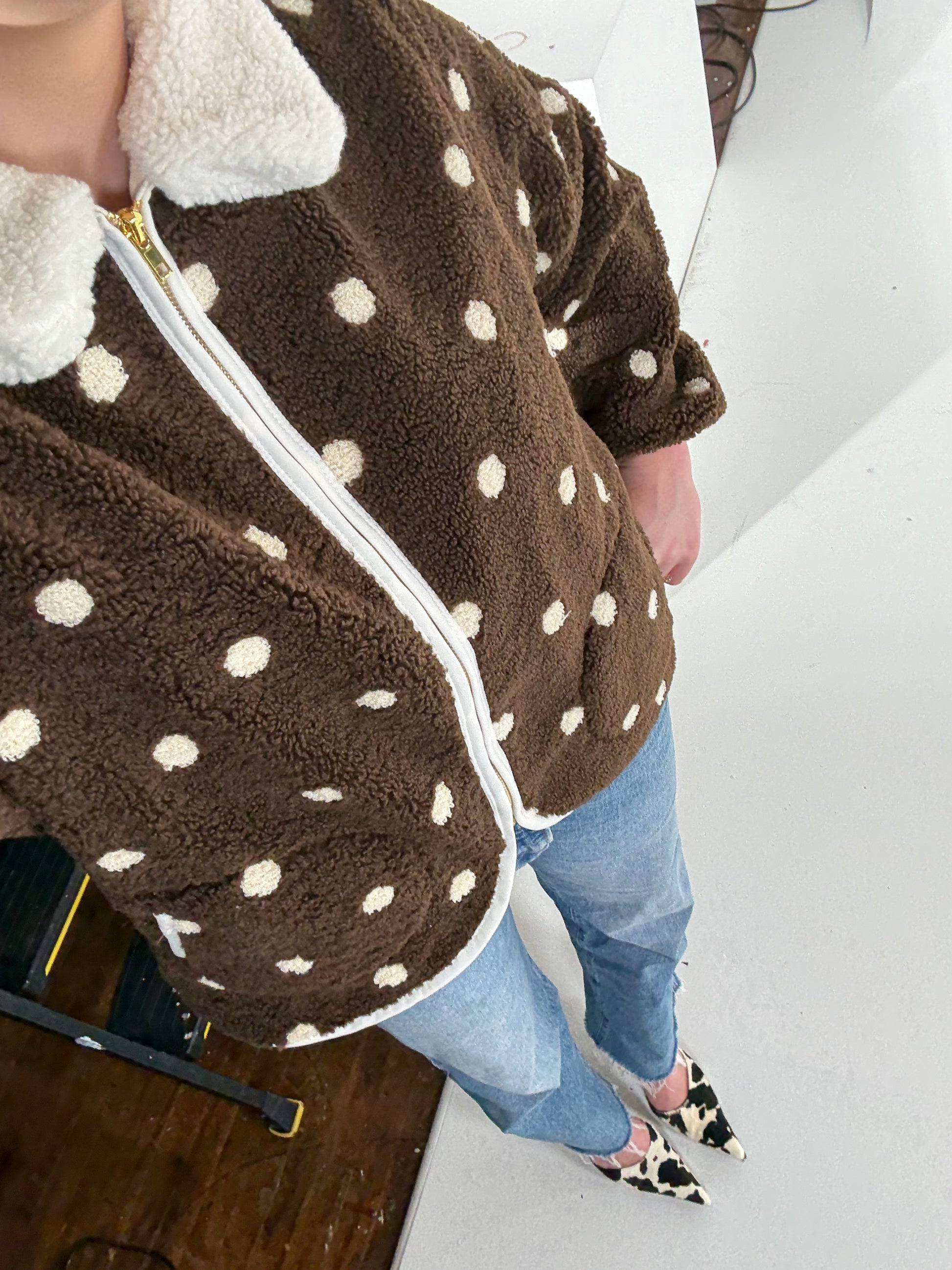 Polka Dot Sherpa Jacket SHE TOOK MY