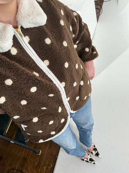 Polka Dot Sherpa Jacket SHE TOOK MY