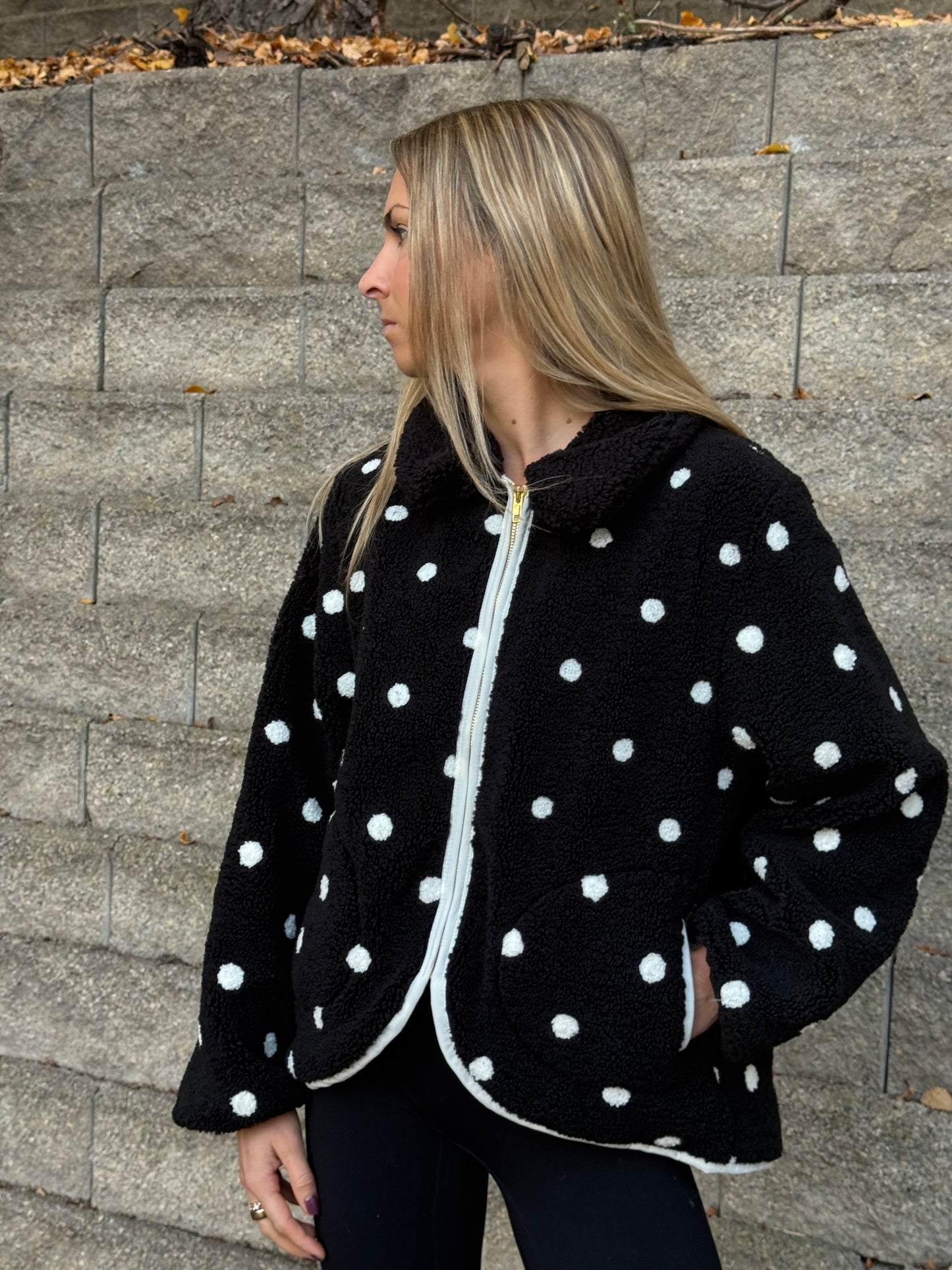 Polka Dot Sherpa Jacket SHE TOOK MY