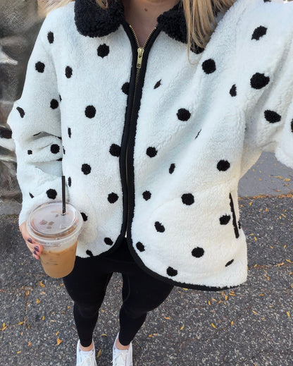 Polka Dot Sherpa Jacket SHE TOOK MY